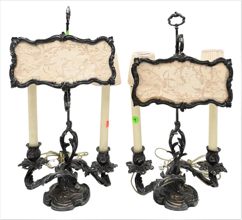 Pair of French Rococo Style Silver Plated Candelabras, (1 of 6)