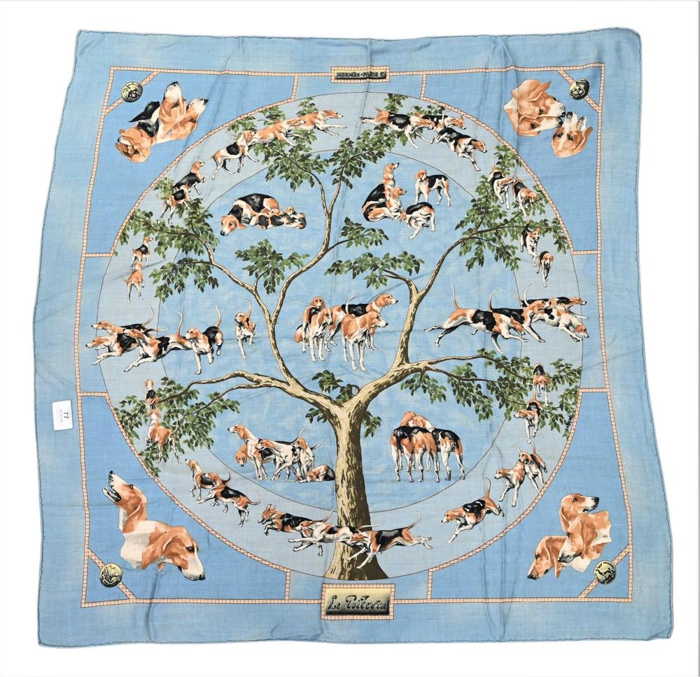 Hermes Le Poitevin Cashmere/Silk Scarf, 32" x 32". (1 of 6)