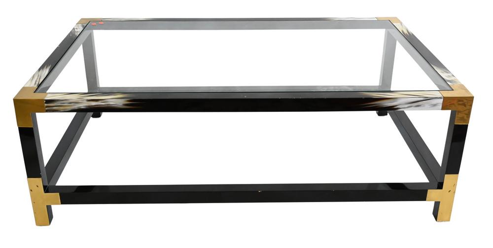 Contemporary Noir Blanc and Brass Coffee Table, having (1 of 4)