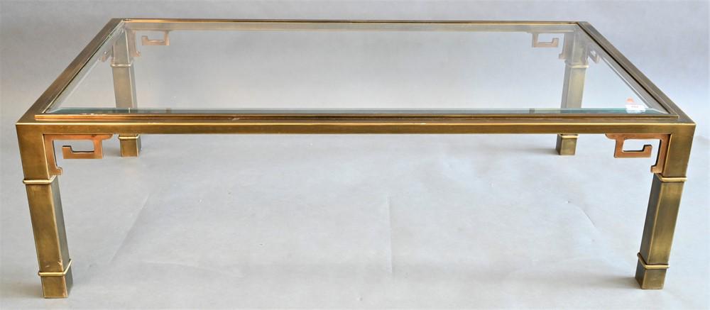 MasterCraft Coffee Table, having glass top in patinated (1 of 4)