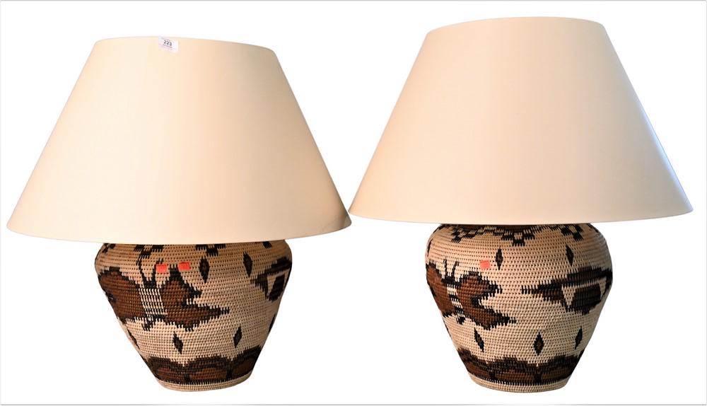 Pair of Indian Basket Style Table Lamps, total height (1 of 4)