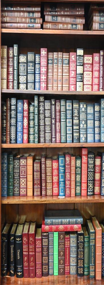 Set of Approximately 100 Easton Press Books: Set of Approximately 100 Easton Press Books, all leather bound bindings, average 9" - 10", Tales of Poe Odyssey of Homes, Moby Dick, Charles Dickens, Mark Twain, etc.