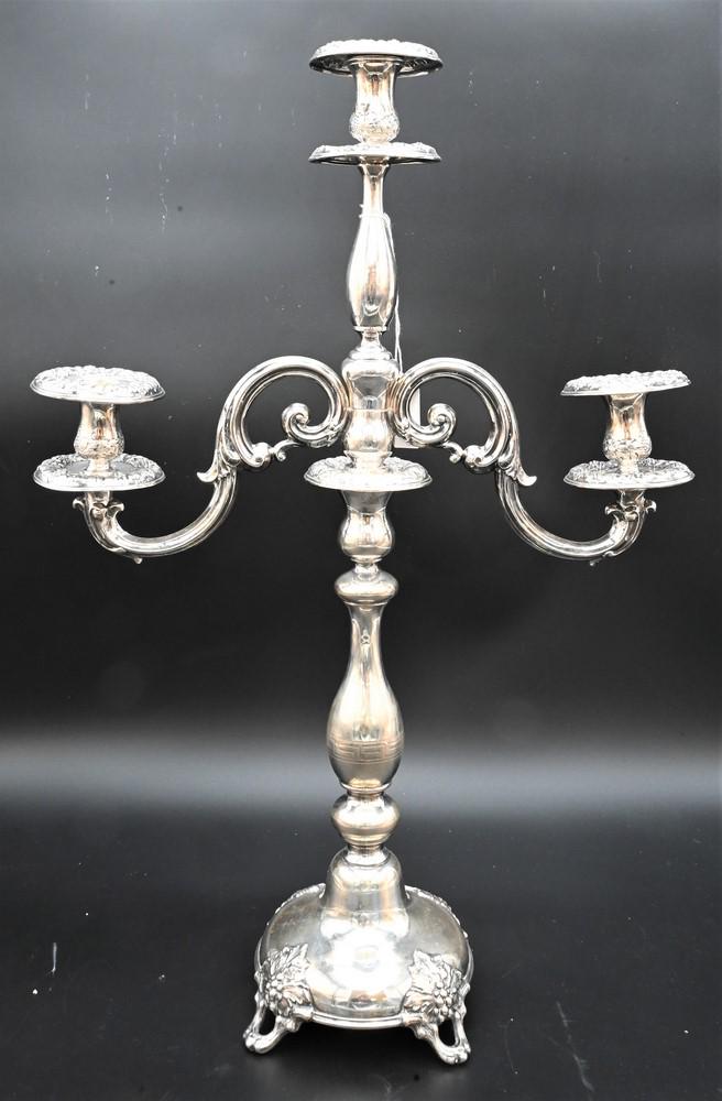 Sterling Silver Candelabra, height 22 inches.: Sterling Silver Candelabra, height 22 inches.