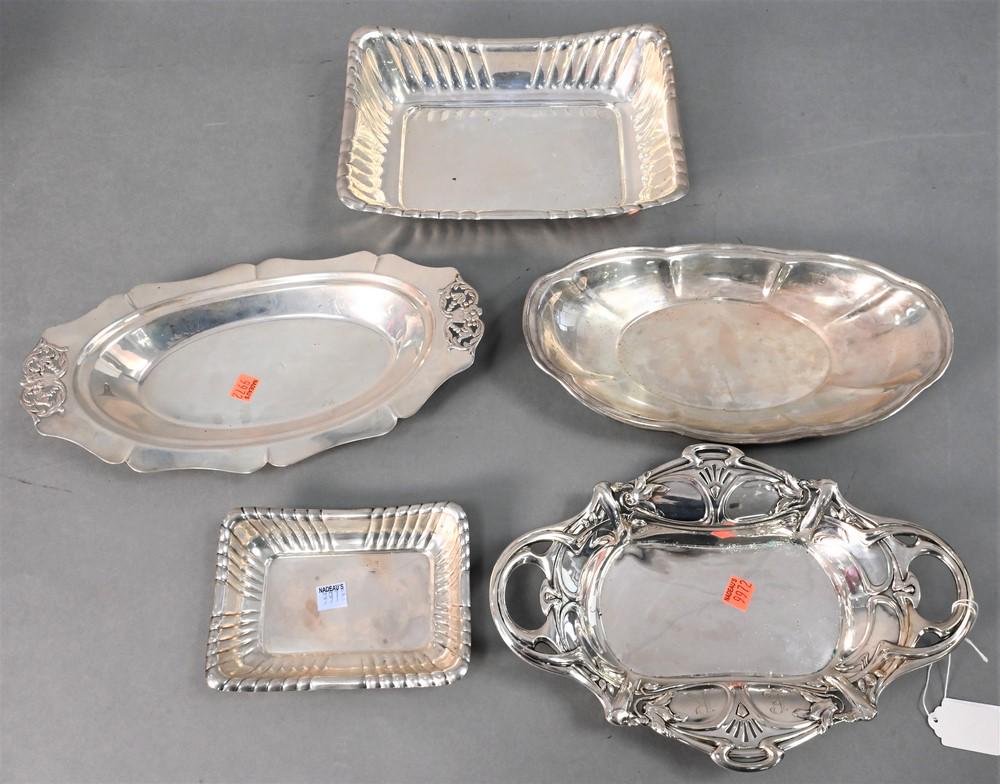 Five Sterling Silver Shaped Bowls, square and oblong, (1 of 5)