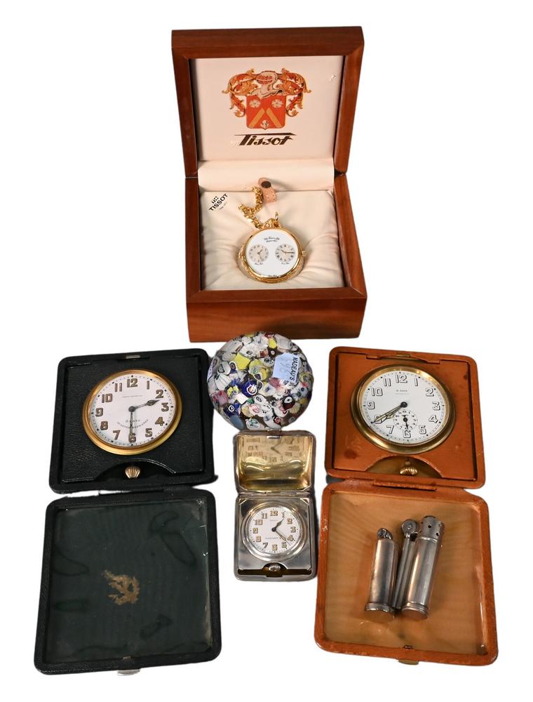 Seven Piece Lot, to include three travel clocks, two (1 of 4)