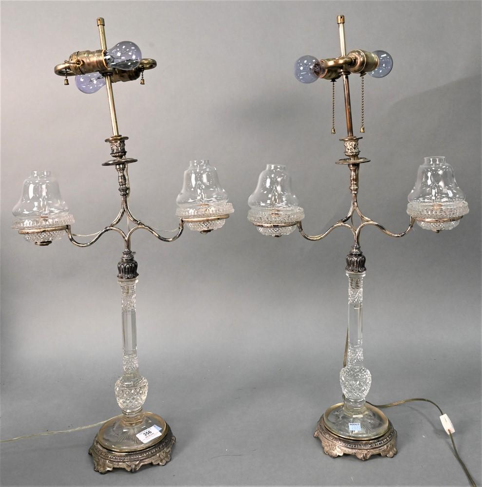 Pair of Silver Plated and Glass Candelabras, having (1 of 5)