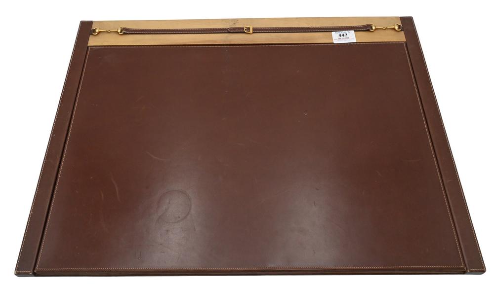 Gucci Leather Desk Blotter Set, brown leather marked (1 of 4)