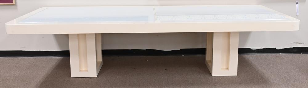 Large Contemporary Custom Ivory Lacquered Dining Table, (1 of 5)