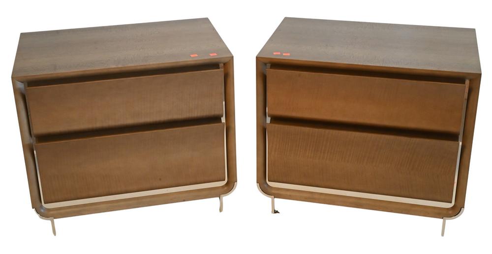 Pair of Donghia Contemporary Two Drawer Night Tables, (1 of 4)