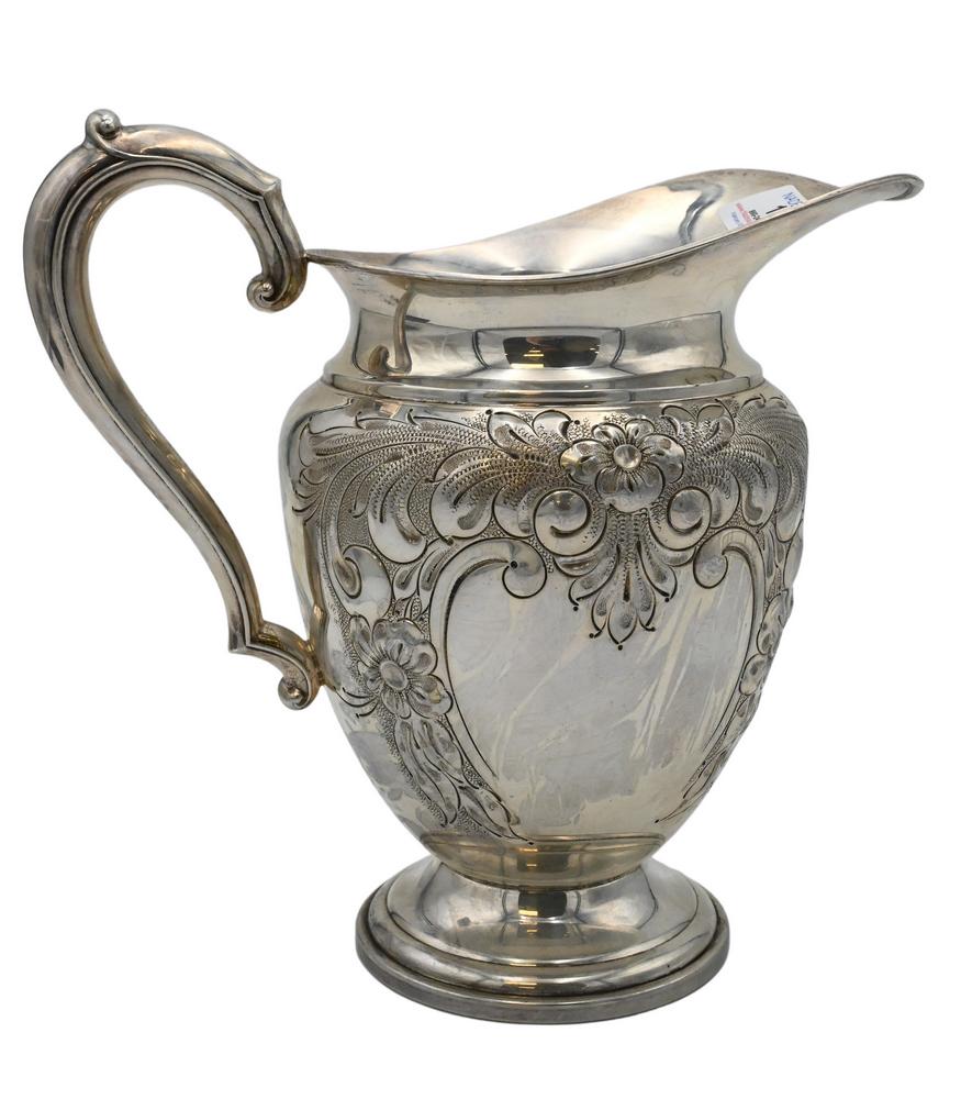 Frank Whiting Sterling Silver Pitcher, height 9 inches, (1 of 5)