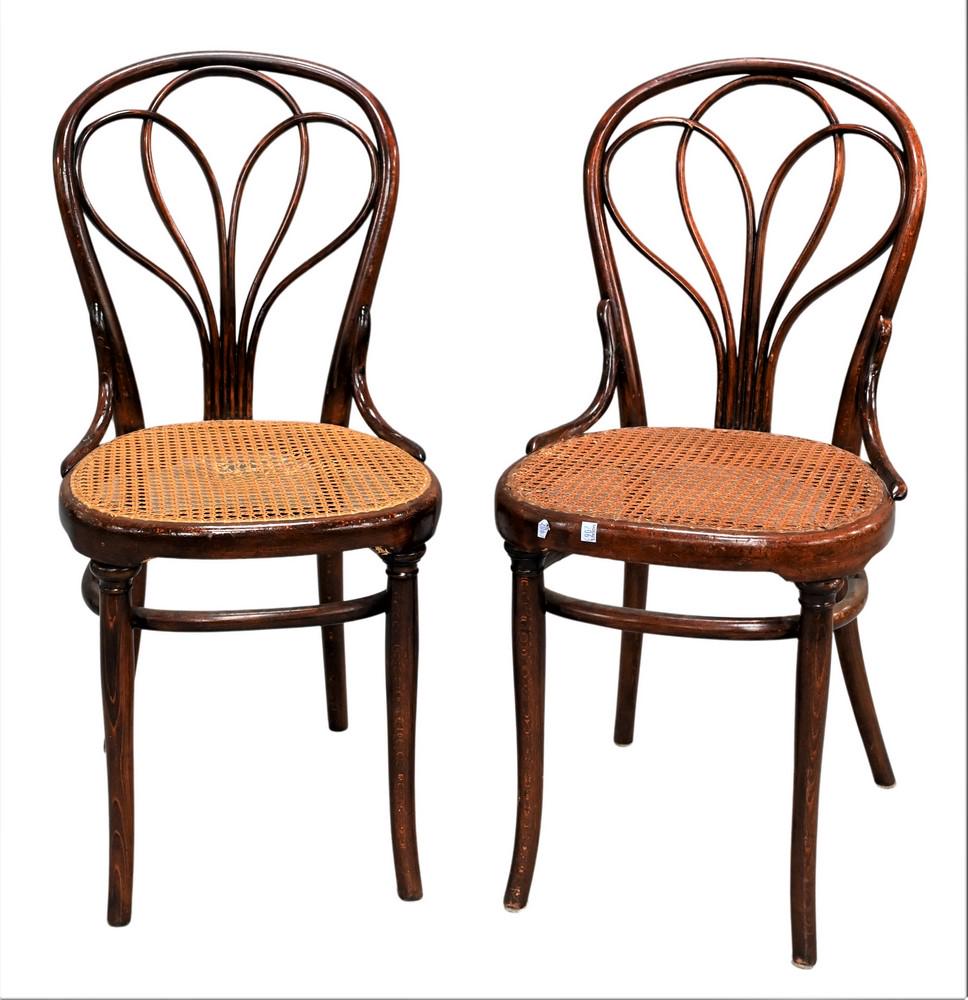Set of Six Bentwood Thonet Chairs, having caned seats, (1 of 4)