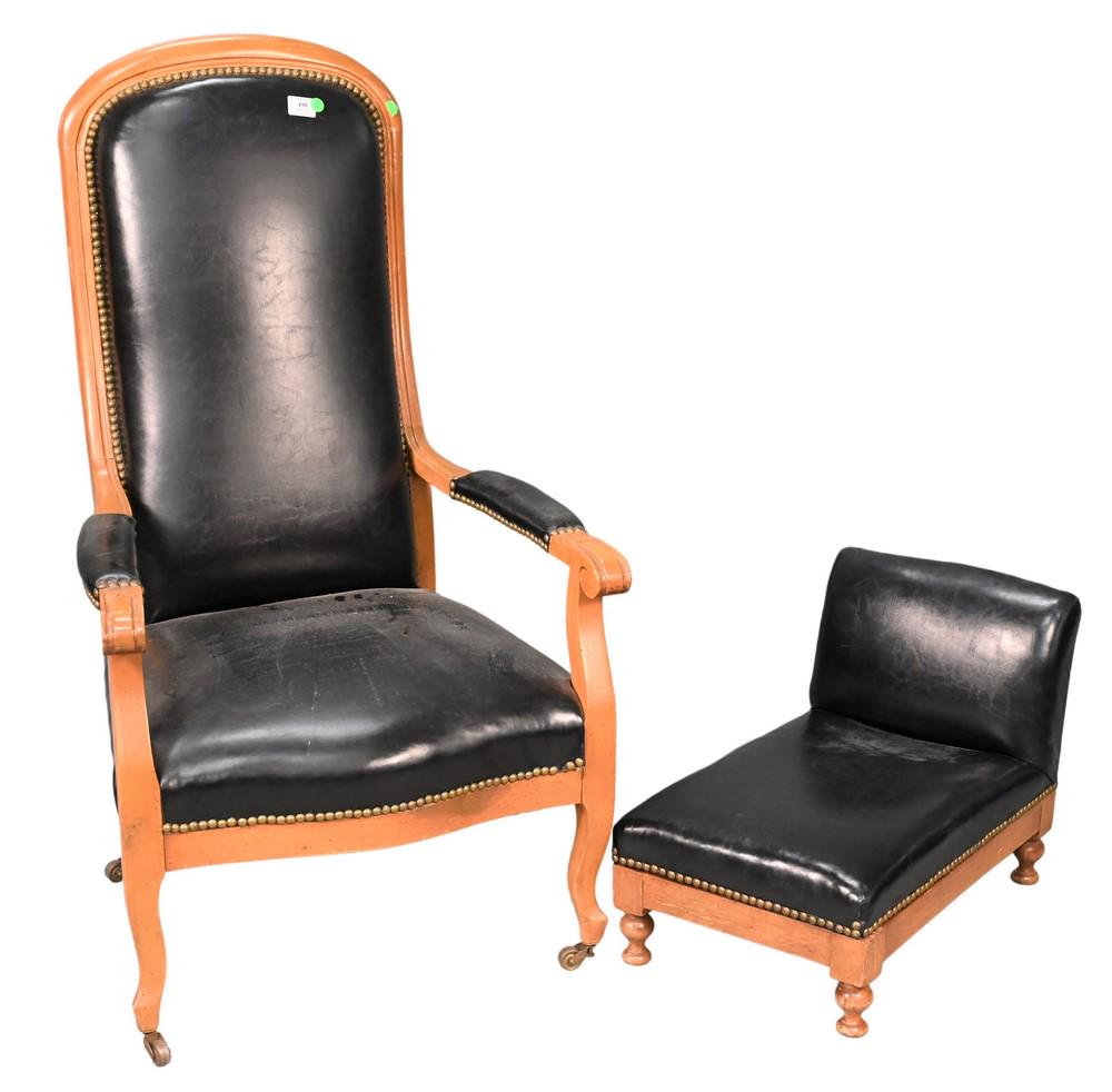 Continental Chair, having matching footstool, black (1 of 4)