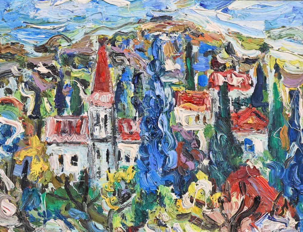 Amos Yaskil (b. 1935), Israeli street scene, oil on (1 of 4)