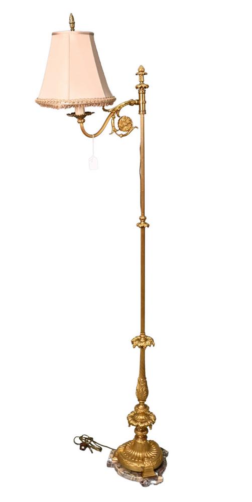Gilt Bronze Floor Lamp, having scrolled arm on (1 of 4)