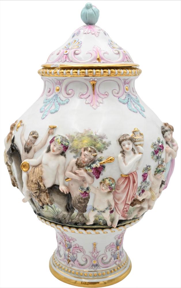 Porcelain Urn With Cover, having three dimensional (1 of 5)