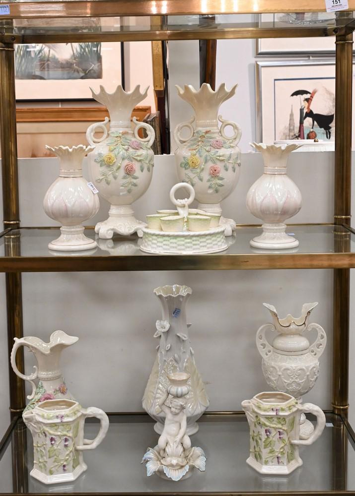 Twelve Piece Group of Irish Belleek, having brown and (1 of 5)