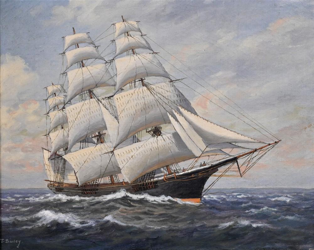 T. Bailey (19th / 20th century), full-rigged ship on (1 of 4)