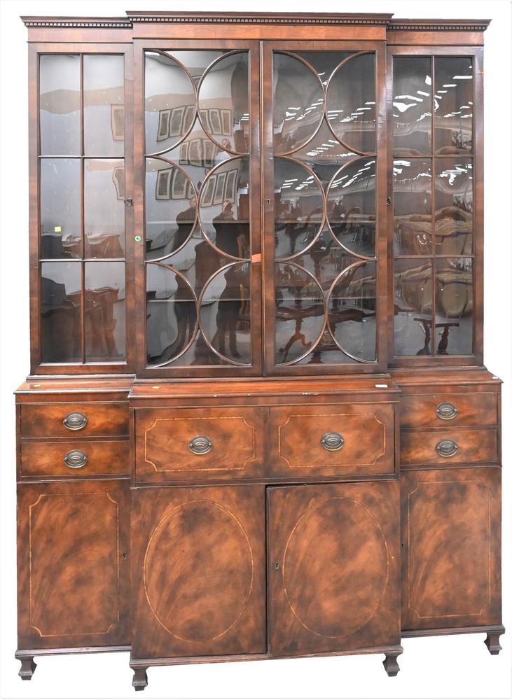 Custom Mahogany Two Part Breakfront, having glass door (1 of 4)