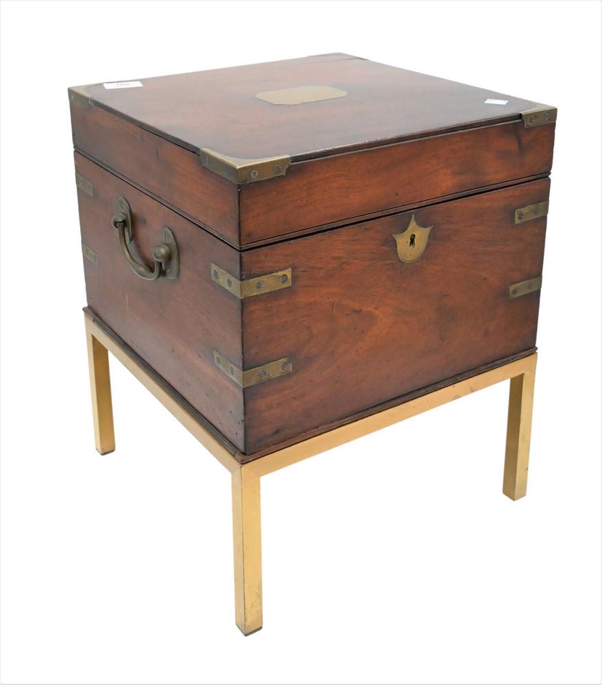 Mahogany Brass Bound Cellaret Box, on brass stand, (no (1 of 3)