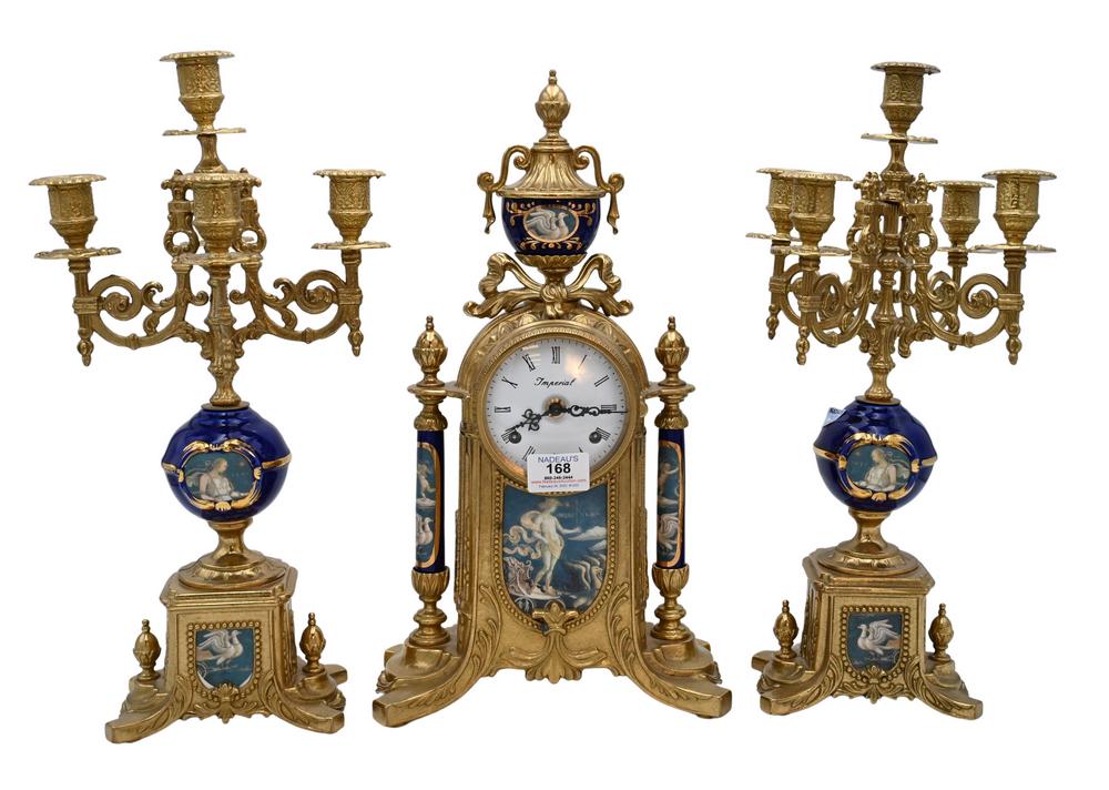 Three Piece Imperial Mantel Set, clock height 16 (1 of 6)