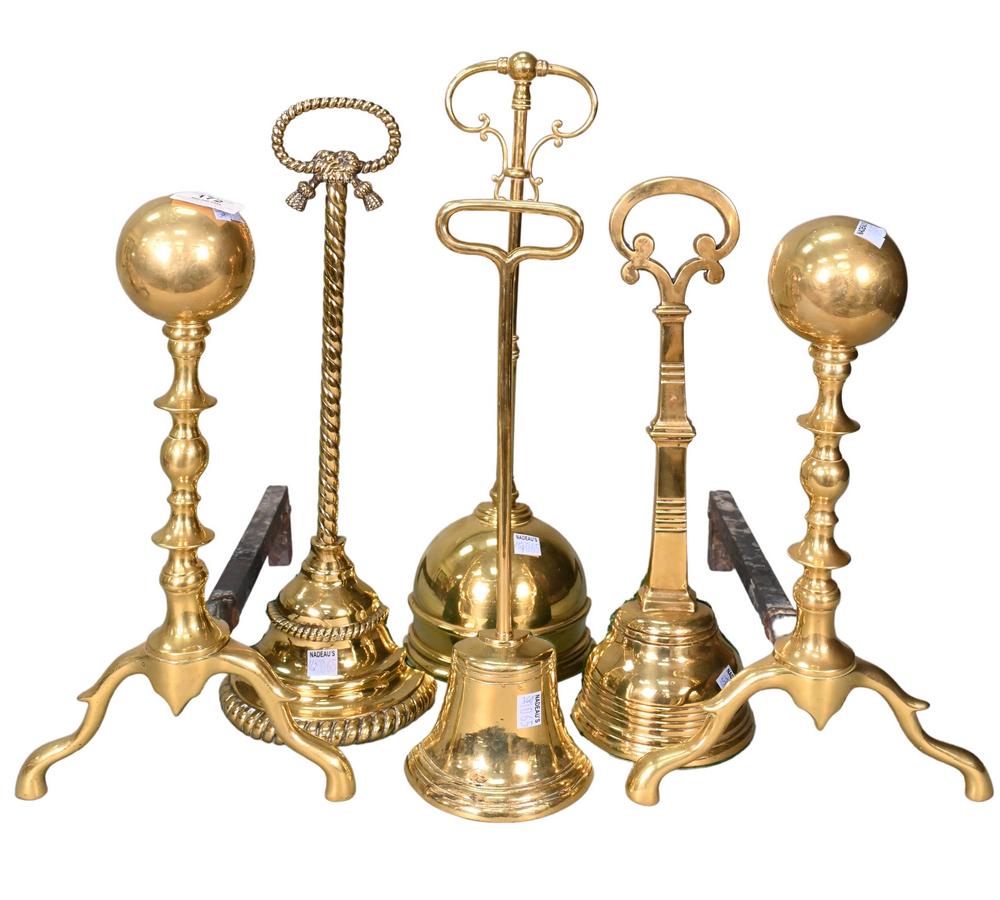 Four Victorian Brass Door Stops, along with a pair of (1 of 4)