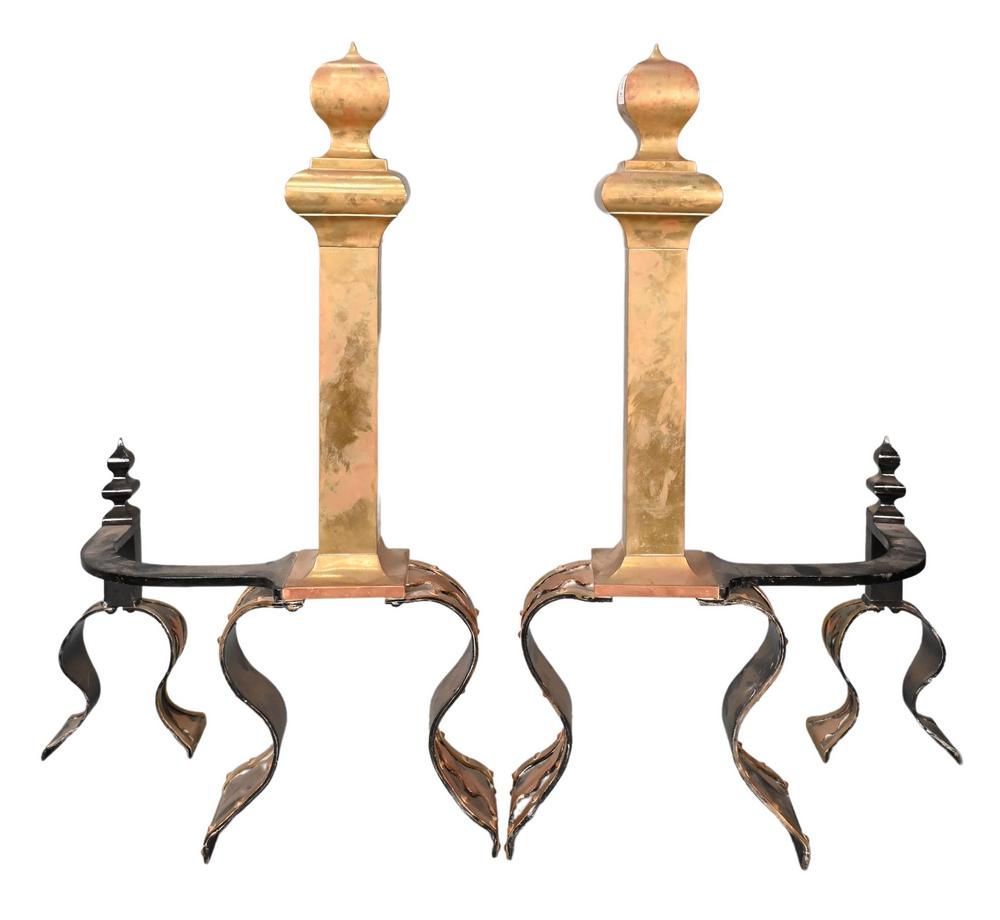 Arts & Crafts Andiron Fireplace Set, to include brass (1 of 6)