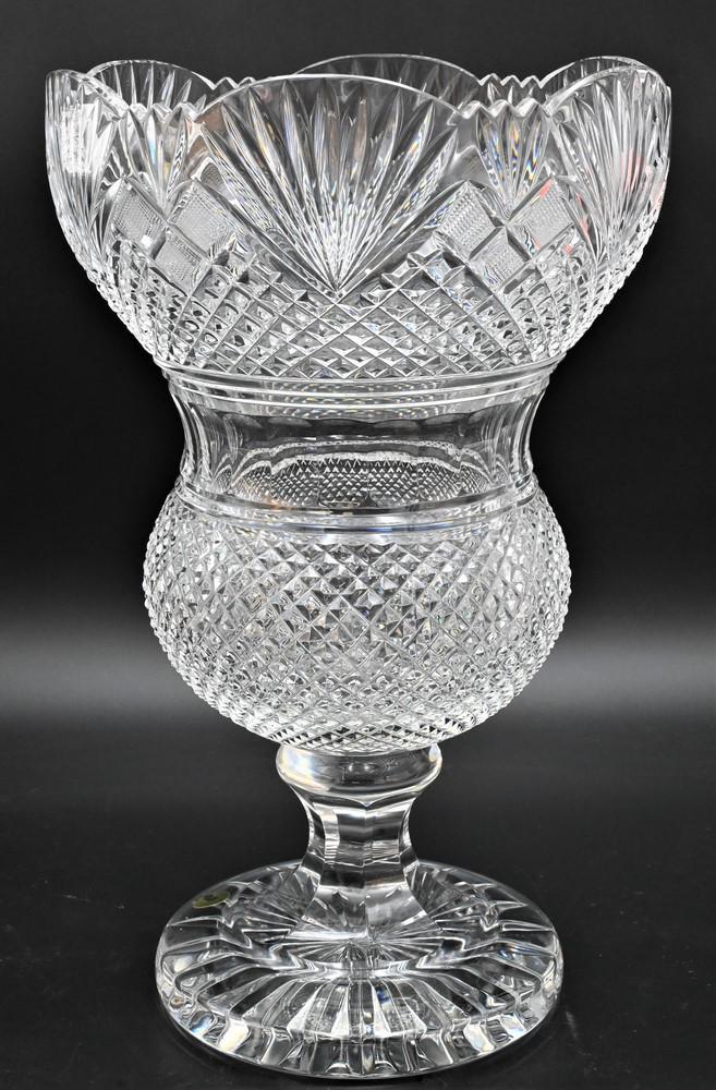 Large Waterford Crystal Vase, on round base, marked for Feb 26, 2022