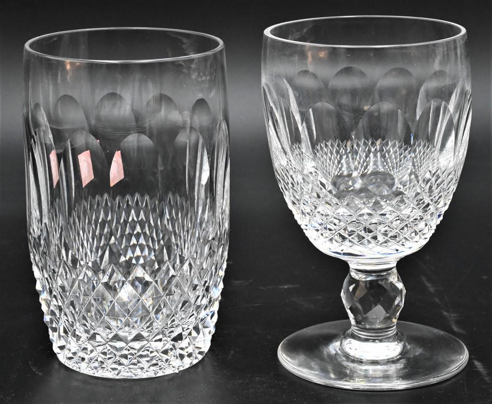 31 Pieces of Waterford Crystal, Colleen pattern, to: 31 Pieces of Waterford Crystal, Colleen pattern, to include 11 water cups, 3 tumblers, and 17 goblets, stemmed wine is signed, tumblers are not signed, height 5 inches, 5 1/4 inches, 3 1/2 inches.
