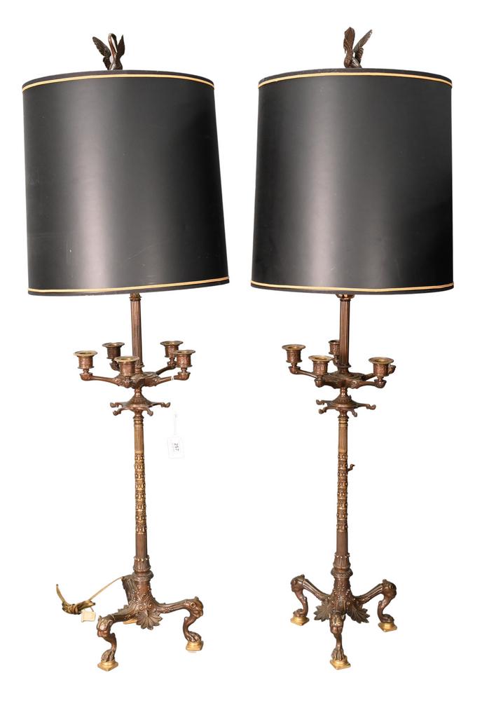 Pair of Napoleon Patinated Bronze Candelabras, having (1 of 5)