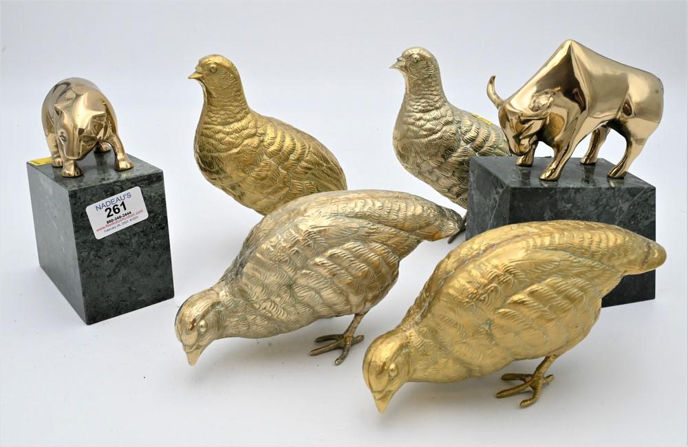Six Piece Group of Brass Figures, to include four brass (1 of 4)