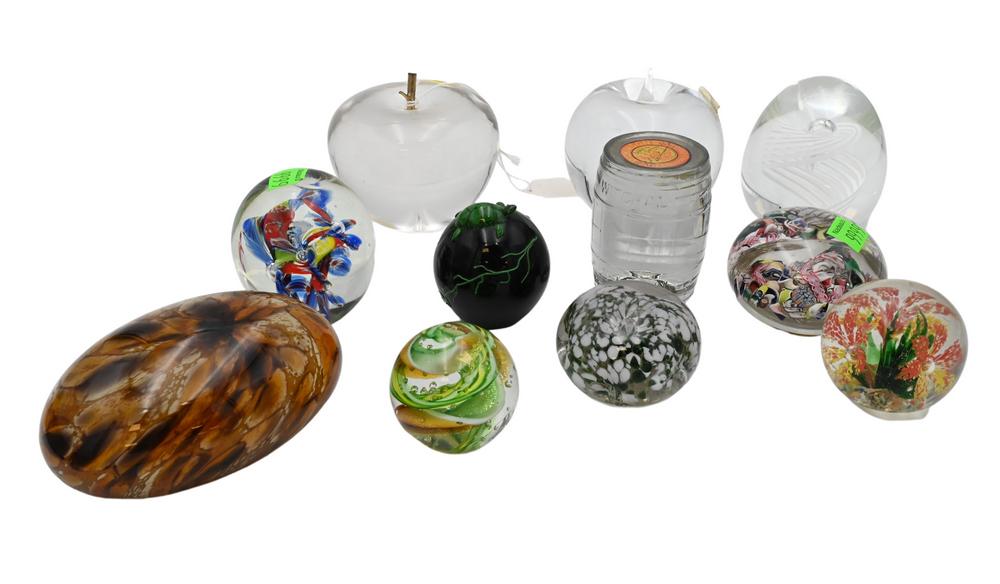 Group of 12 Paperweights, to include Steuben twist, (1 of 5)