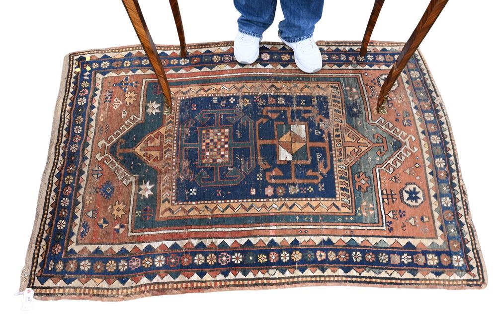 Caucasian Oriental Throw Rug, worn and holes, 5'3" x (1 of 5)