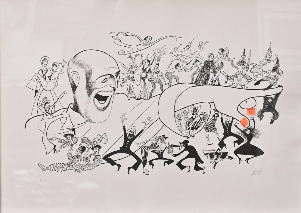 Al Hirschfeld, group of figures, lithograph, pencil (1 of 5)