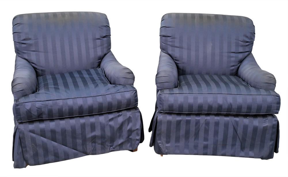 Pair Of Drexel Heritage Upholstered Club Chairs Some
