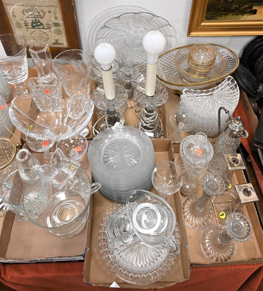 Six Tray Lots of Glass, to include cut glass, pressed (1 of 6)