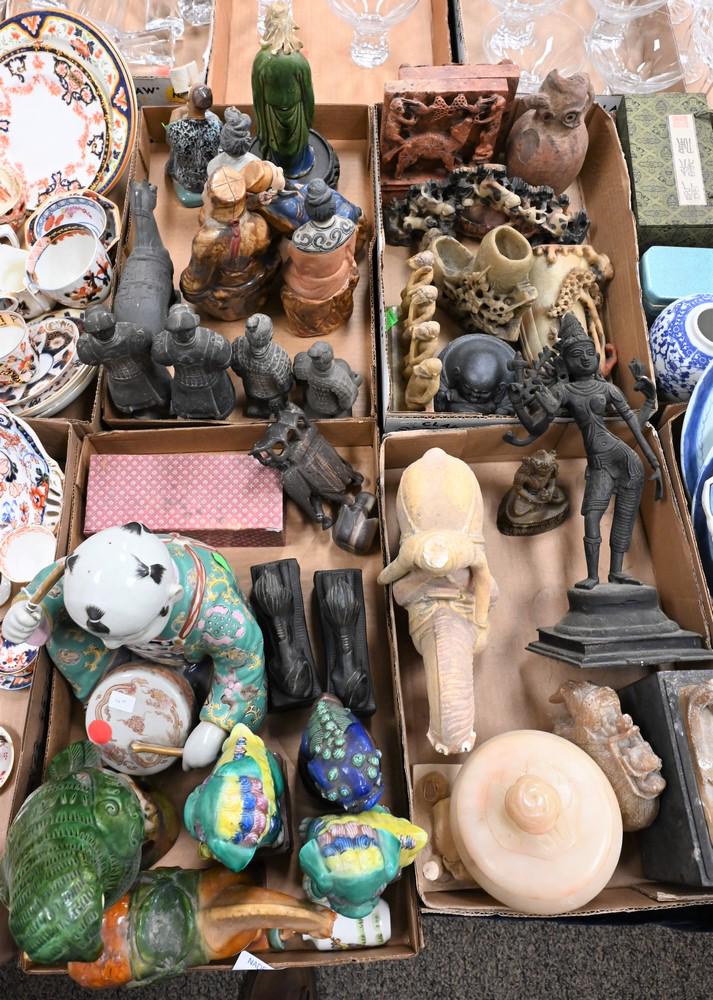 Four Tray Lots, to include Chinese items, carved soap (1 of 5)