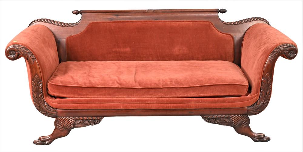 Federal Style Mahogany Sofa, having paw feet, length 79 (1 of 4)