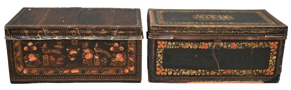 Two Camphor Wood Lift Top Chests, brass bound with (1 of 6)