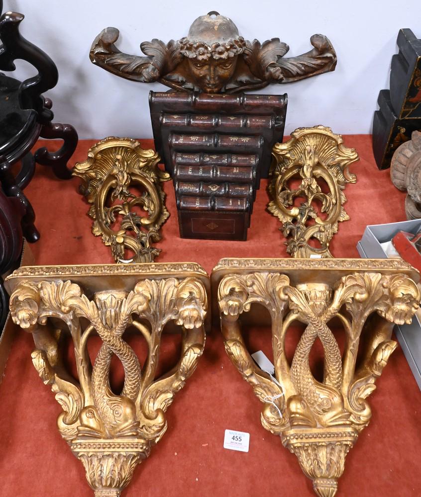Six Piece Group, to include pair of gilt hanging (1 of 4)