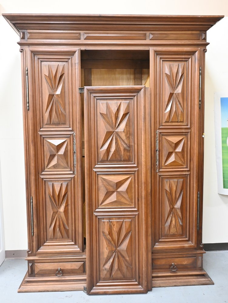 Large Three Drawer Cabinet, having carved doors over th (1 of 3)