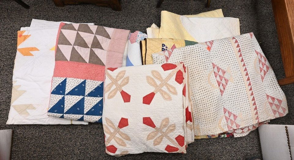 Group of Nine Patchwork Quilts, largest 6' 2" x 6' 8". (1 of 6)