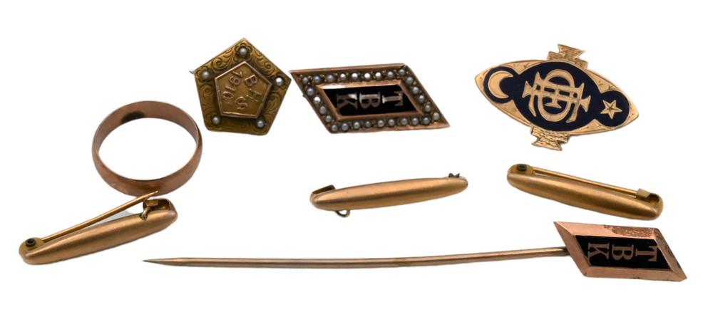 Lot of 10 and 14 Karat Gold Pins, marked and tested, 9.1. grams total. (1 of 3)