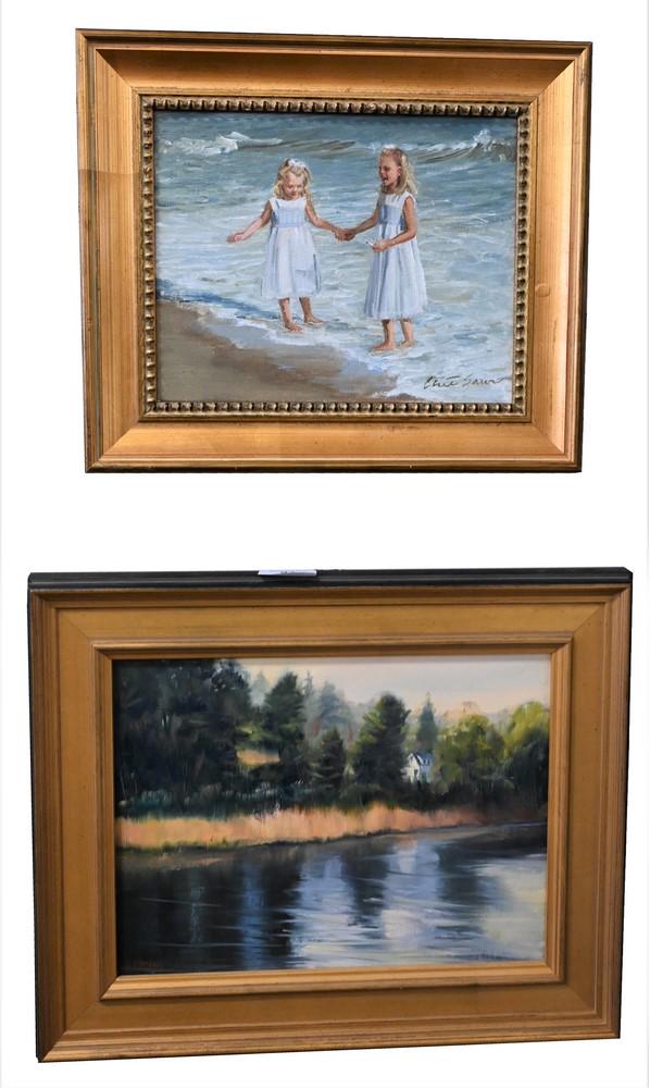 Two Contemporary Paintings, to include James Magner, oil on canvas, 20th century, landscape with (1 of 5)