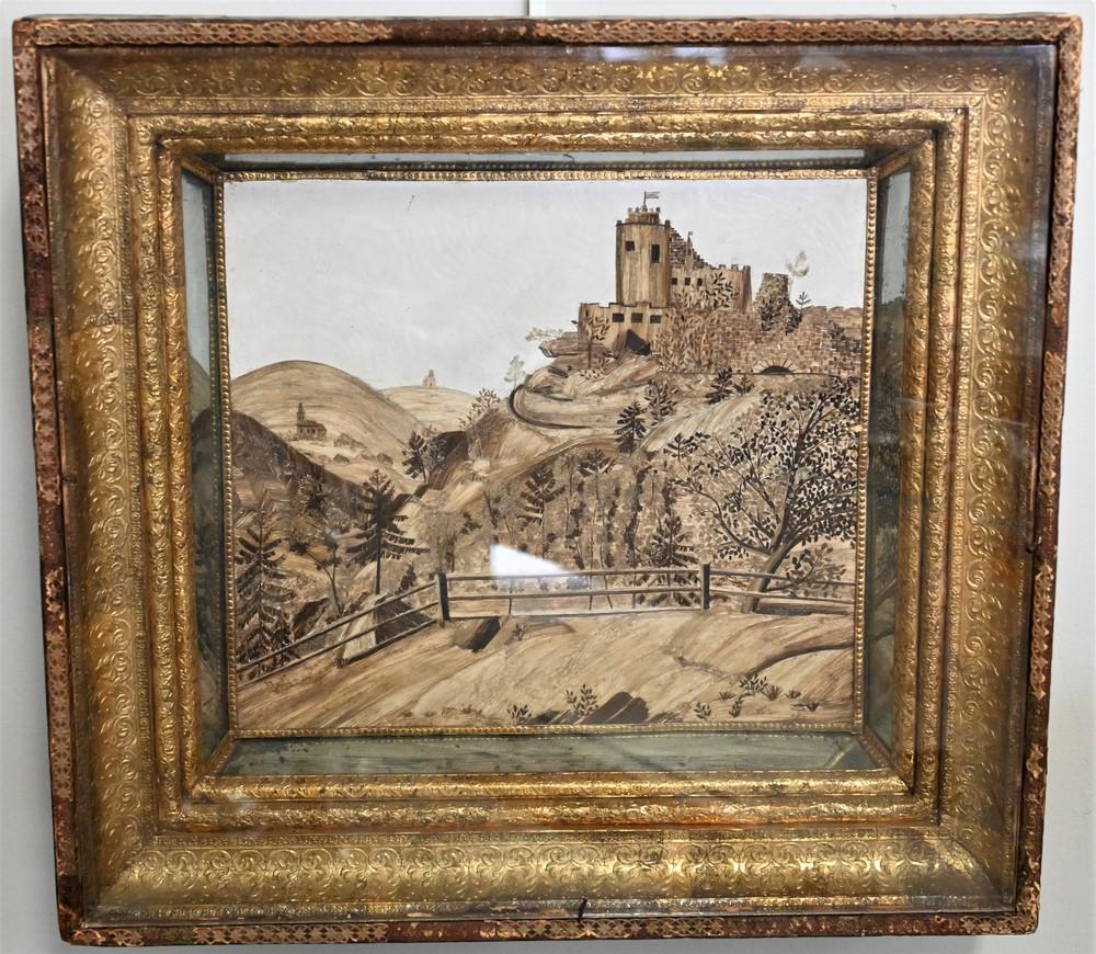 Three Piece Framed Group, to include two human hair framed pieces, 19th century; wreath; along with (1 of 4)