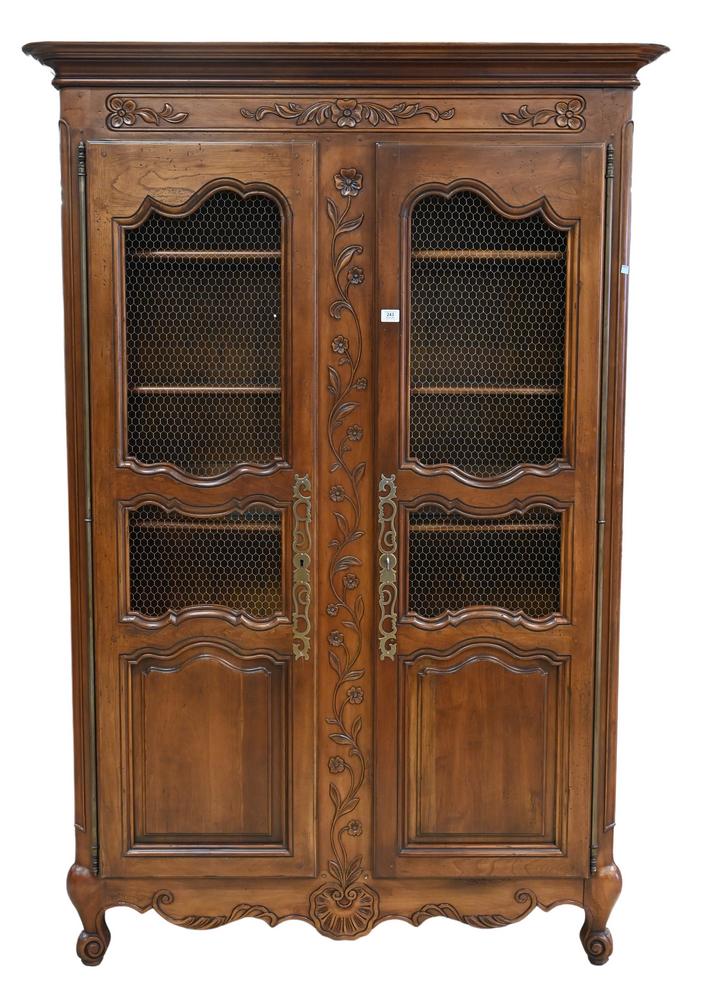 Henredon Contemporary Louis XV Style Cabinet, having molded edge top over pair of grillwork doors, (1 of 4)