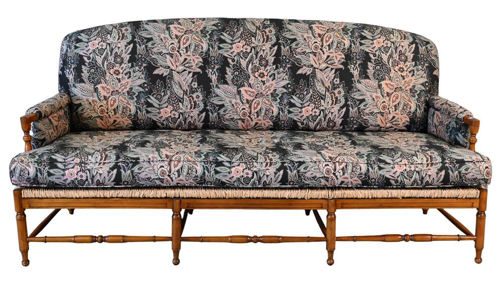 French Country Style Contemporary Sofa, having woven seat with upholstered cushion, height 38 (1 of 4)