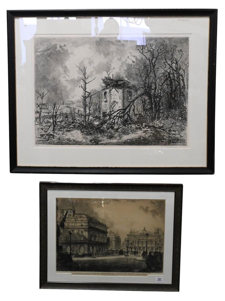 Two Louis Orr (American, 1879 - 1961) Etchings, to include "Belleau Woods", 21 1/4" x 29 3/4", (1 of 7)