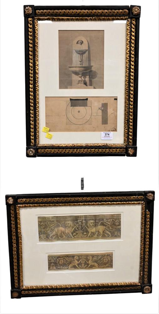 Three Piece Framed Art Group, to include Neptune and Amphitrite by Jean Le Pautre from Oeuvres (1 of 4)