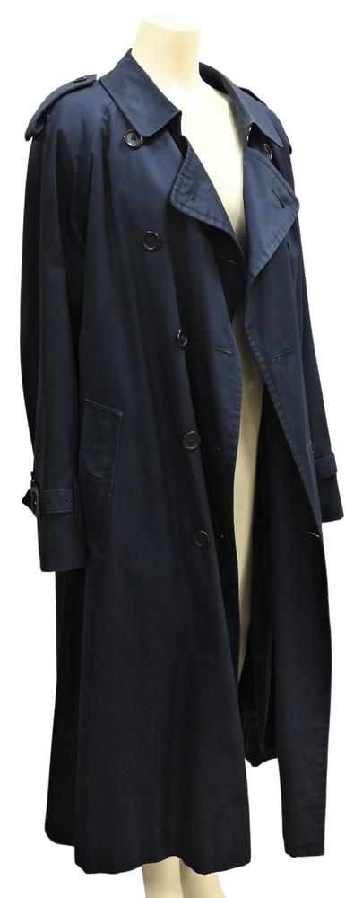 Burberry Trench Coat, navy blue, having Burberry London Label. (1 of 3)