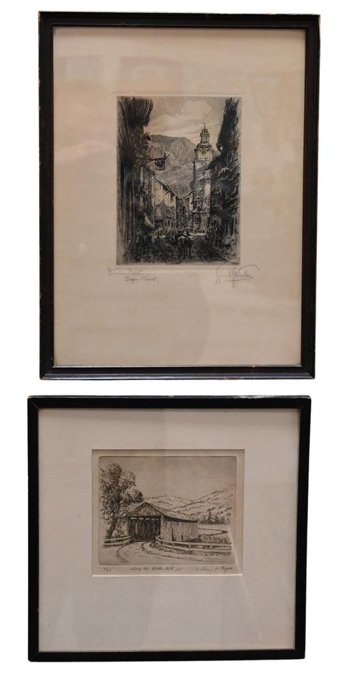 Group of 10 Engravings and Etchings, to include "Along the Battenkill, VT" by William H. Payne; (1 of 5)